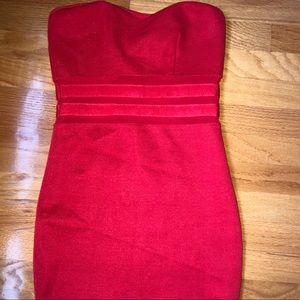 Red body con dress